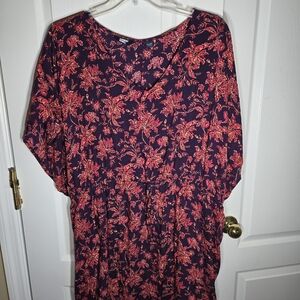 Lands' End Floral Swim Cover Up - Purple and Red